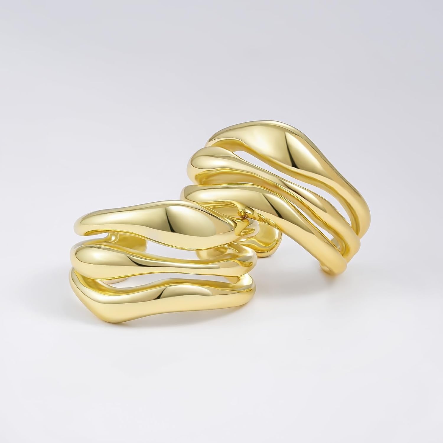image:imageKissYan 14K Gold Plated Chunky Rings for Women
