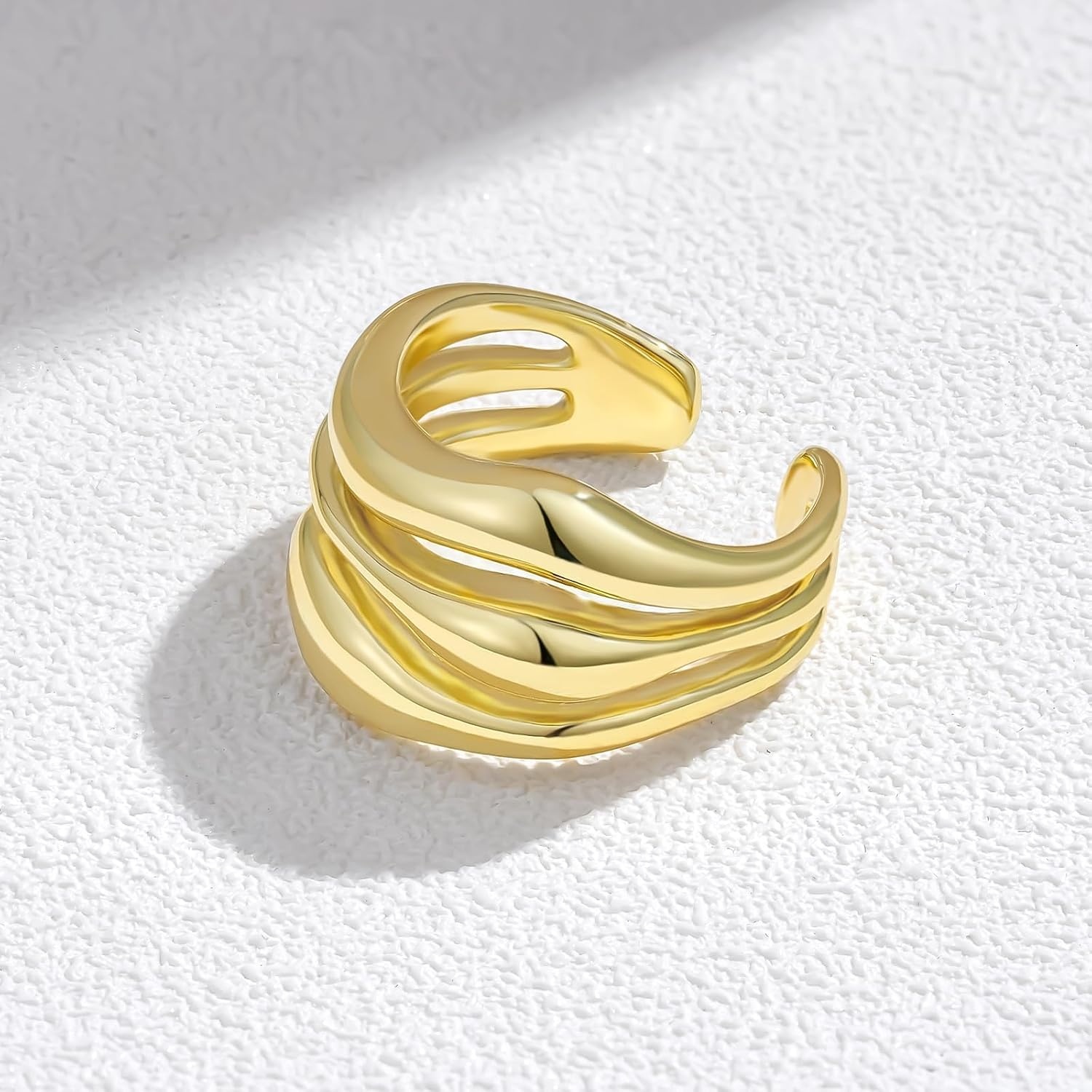 image:imageKissYan 14K Gold Plated Chunky Rings for Women