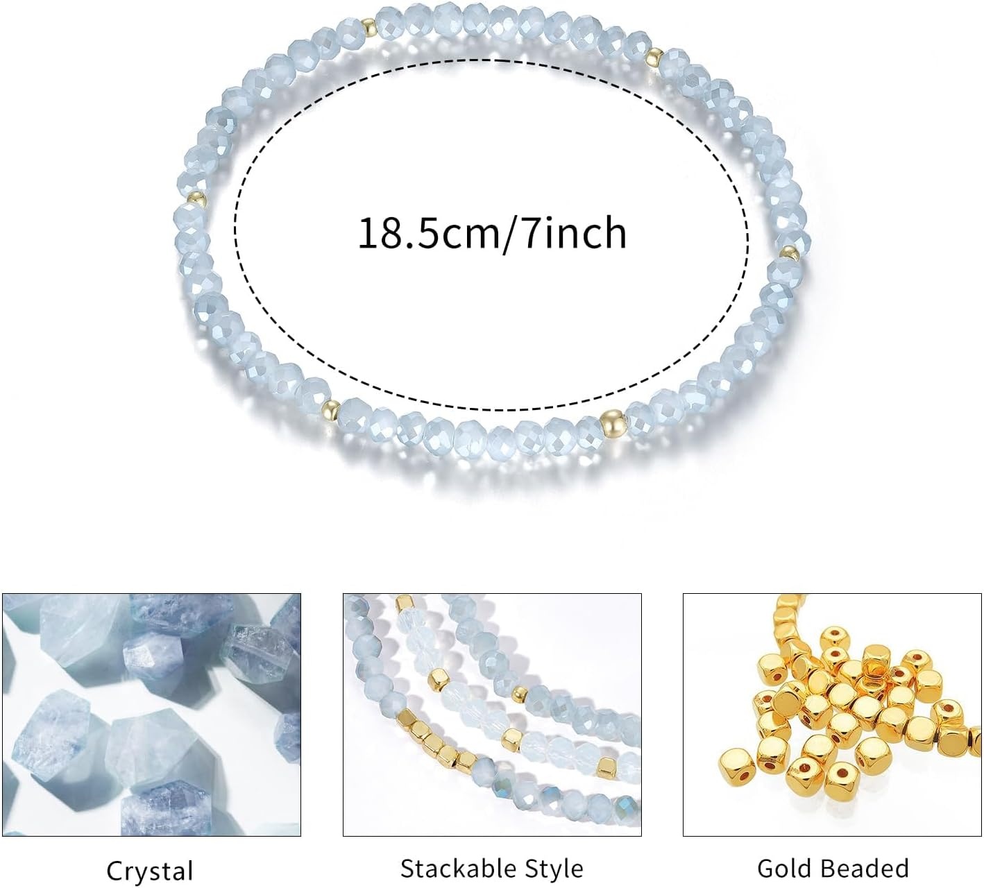 image:imageKissYan Crystal Beaded Bracelets for Women Stackable Stretch Bracelet Set