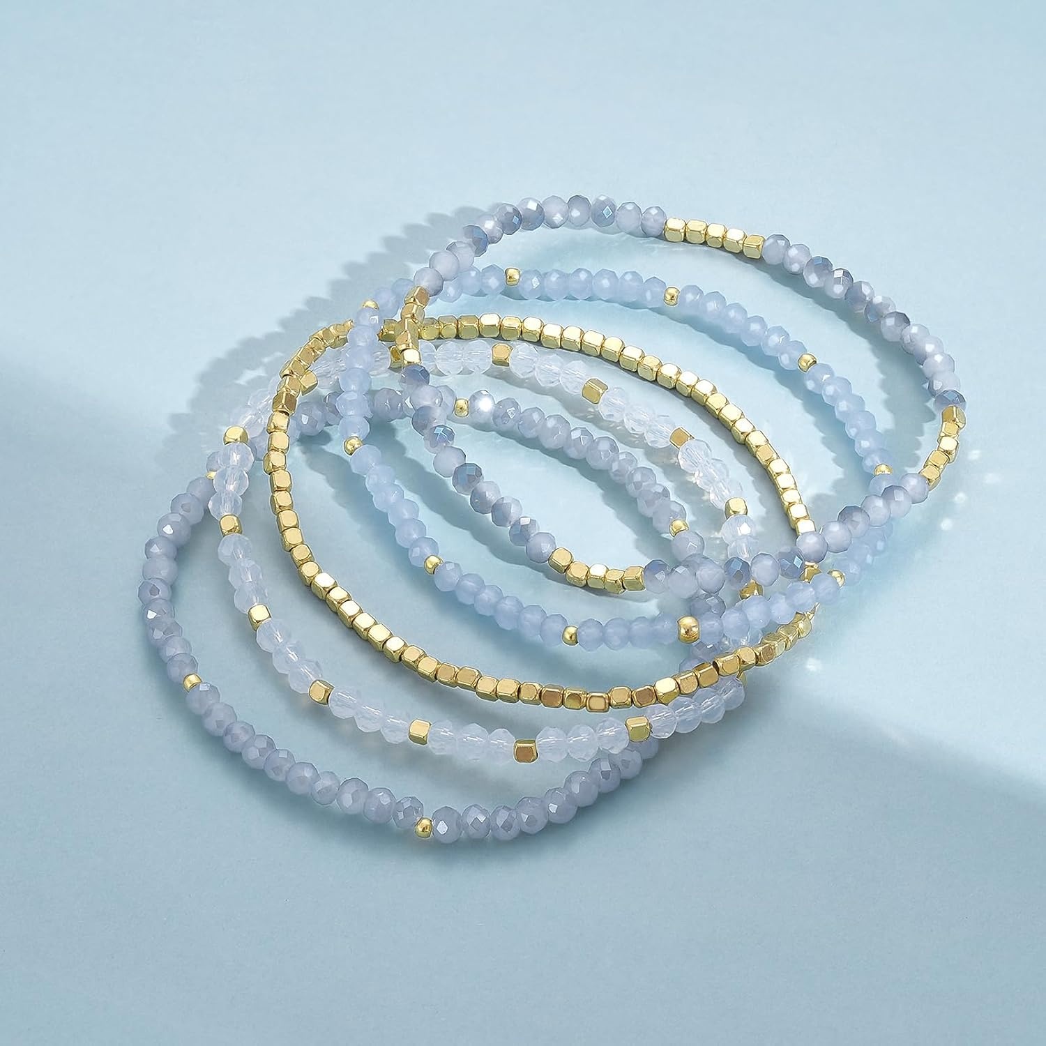 image:imageKissYan Crystal Beaded Bracelets for Women Stackable Stretch Bracelet Set