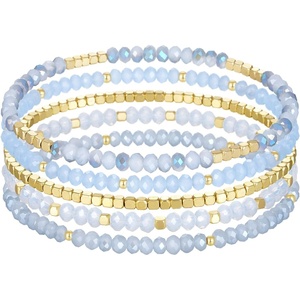 KissYan Crystal Beaded Bracelets for Women, Stackable Stretch Bracelet Set