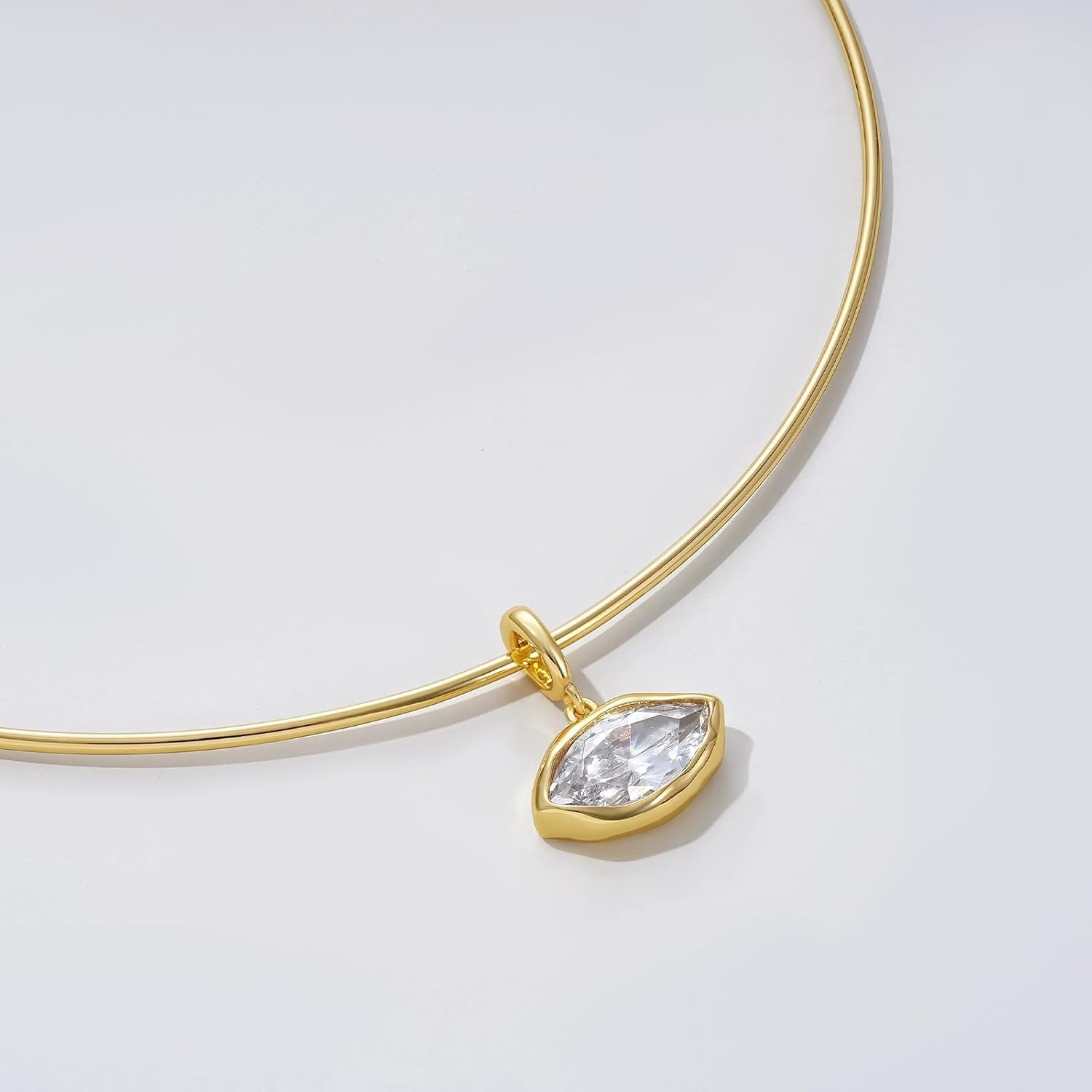 image:imageKissYan Gold Wire Collar Choker Necklace for Women with CZ PendantMarquise