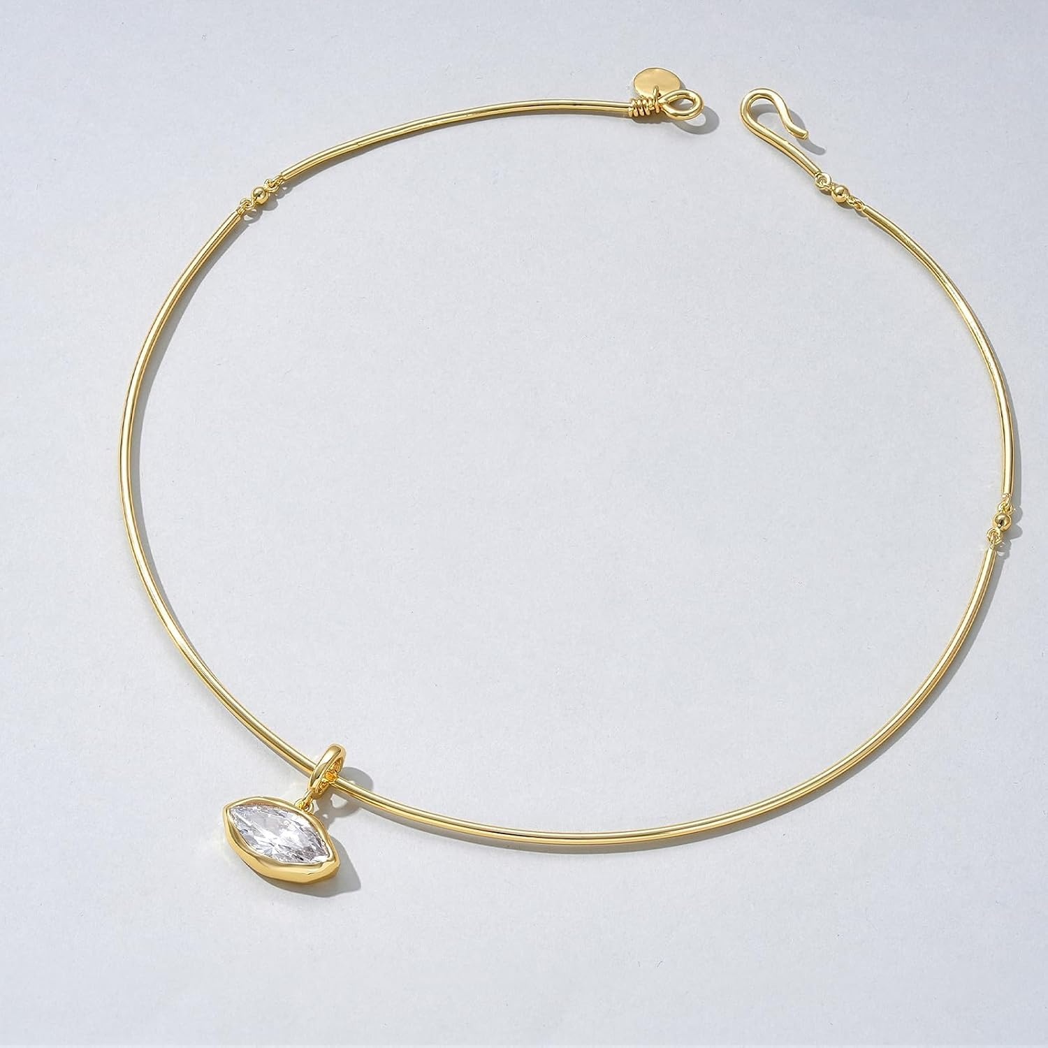 image:imageKissYan Gold Wire Collar Choker Necklace for Women with CZ PendantMarquise