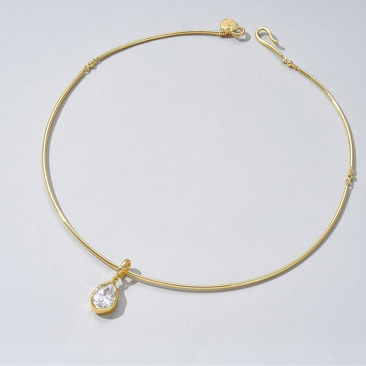 image:imageKissYan Gold Wire Collar Choker Necklace for Women with CZ PendantPear