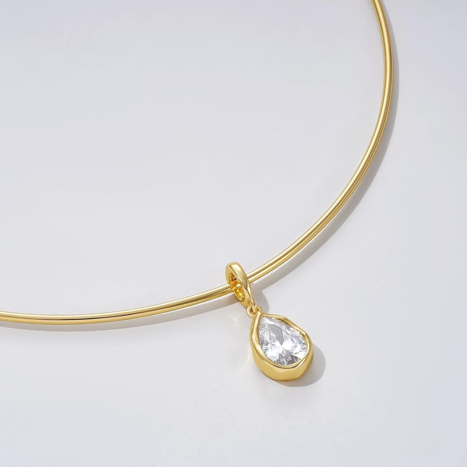 image:imageKissYan Gold Wire Collar Choker Necklace for Women with CZ PendantPear