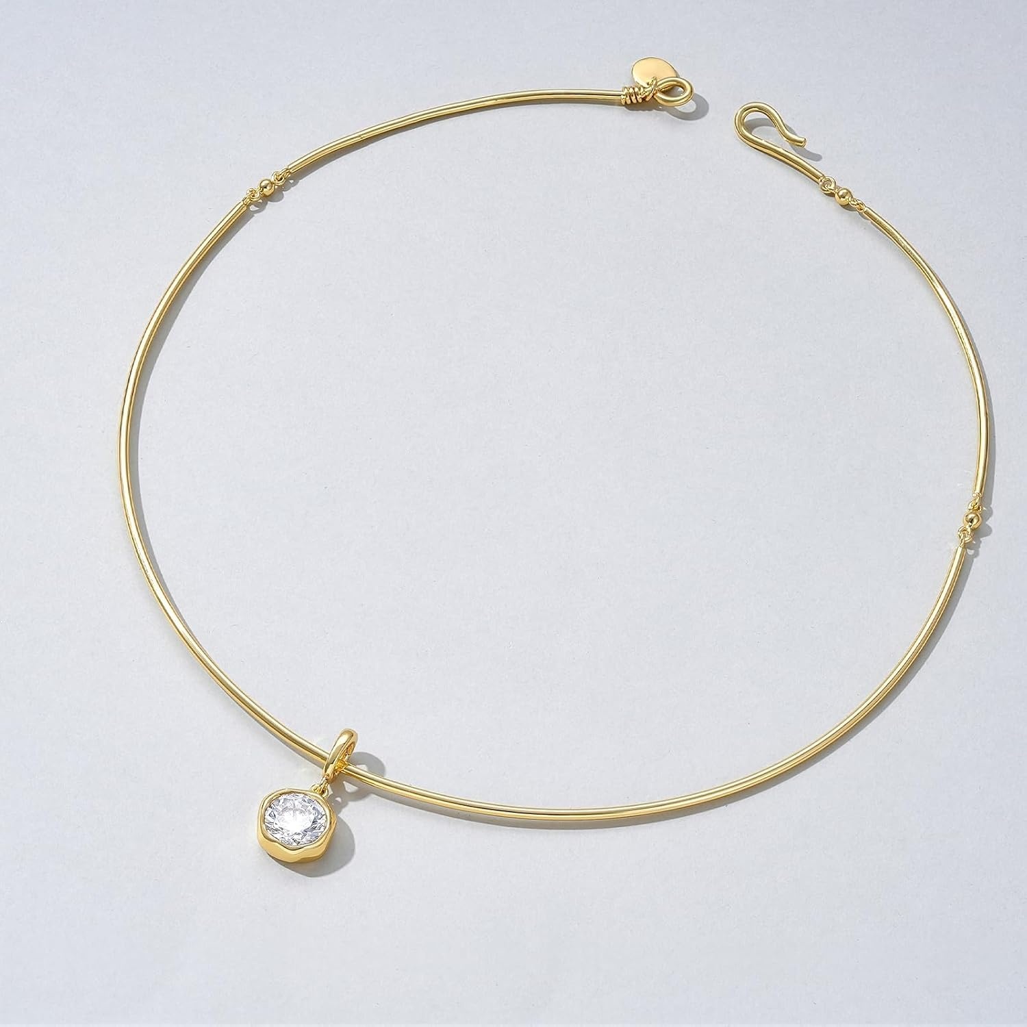 image:imageKissYan Gold Wire Collar Choker Necklace for Women with CZ PendantRound