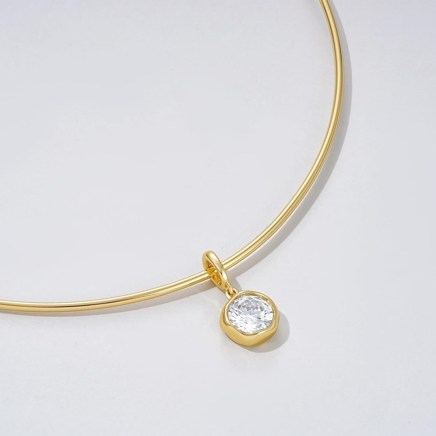 image:imageKissYan Gold Wire Collar Choker Necklace for Women with CZ PendantRound
