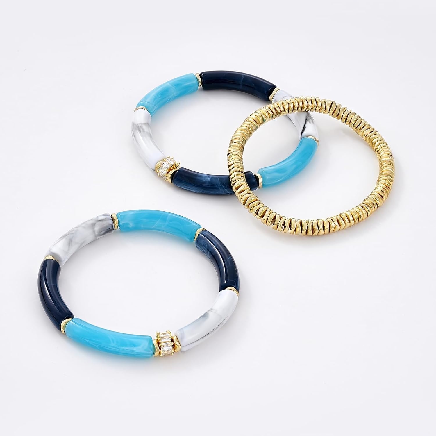 image:imageKissYan Chunky Resin Bangle Bracelet for Women Stackable Beaded BraceletsBlue