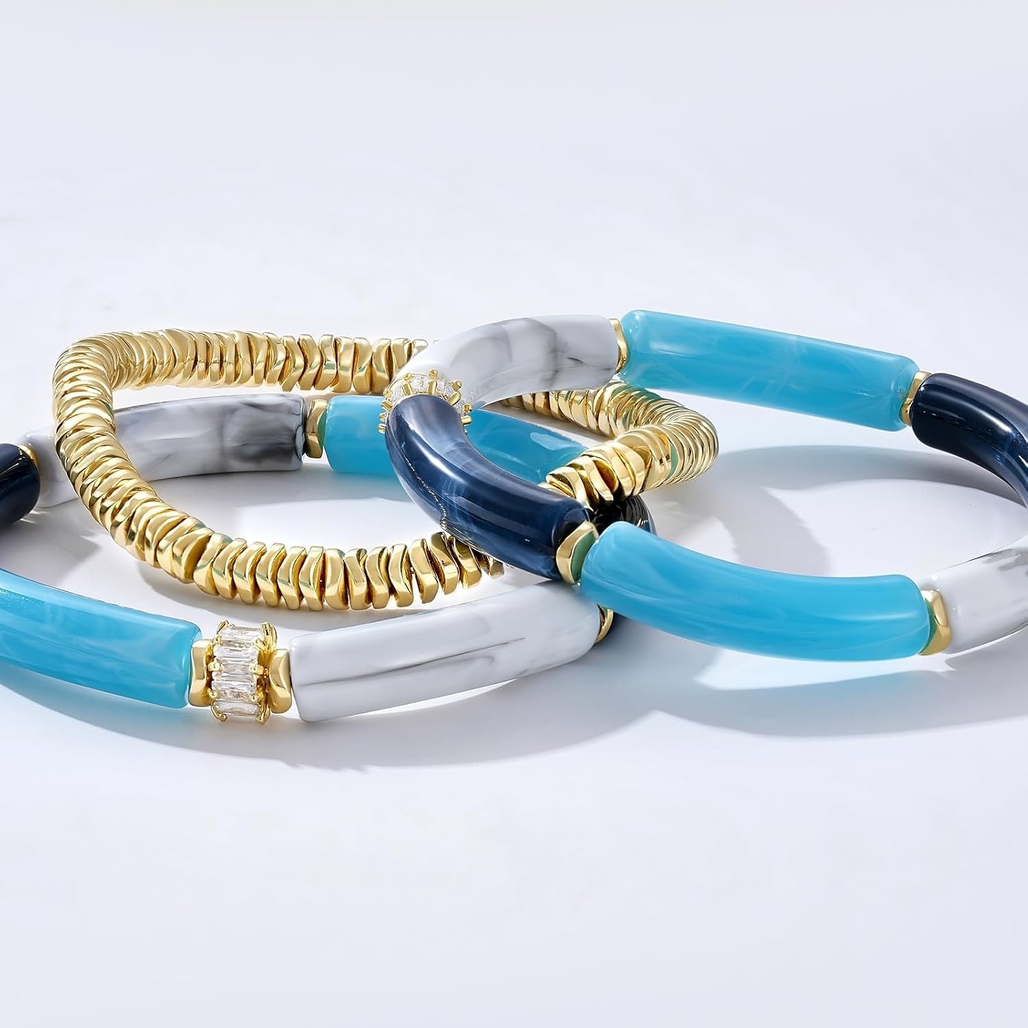 image:imageKissYan Chunky Resin Bangle Bracelet for Women Stackable Beaded BraceletsBlue
