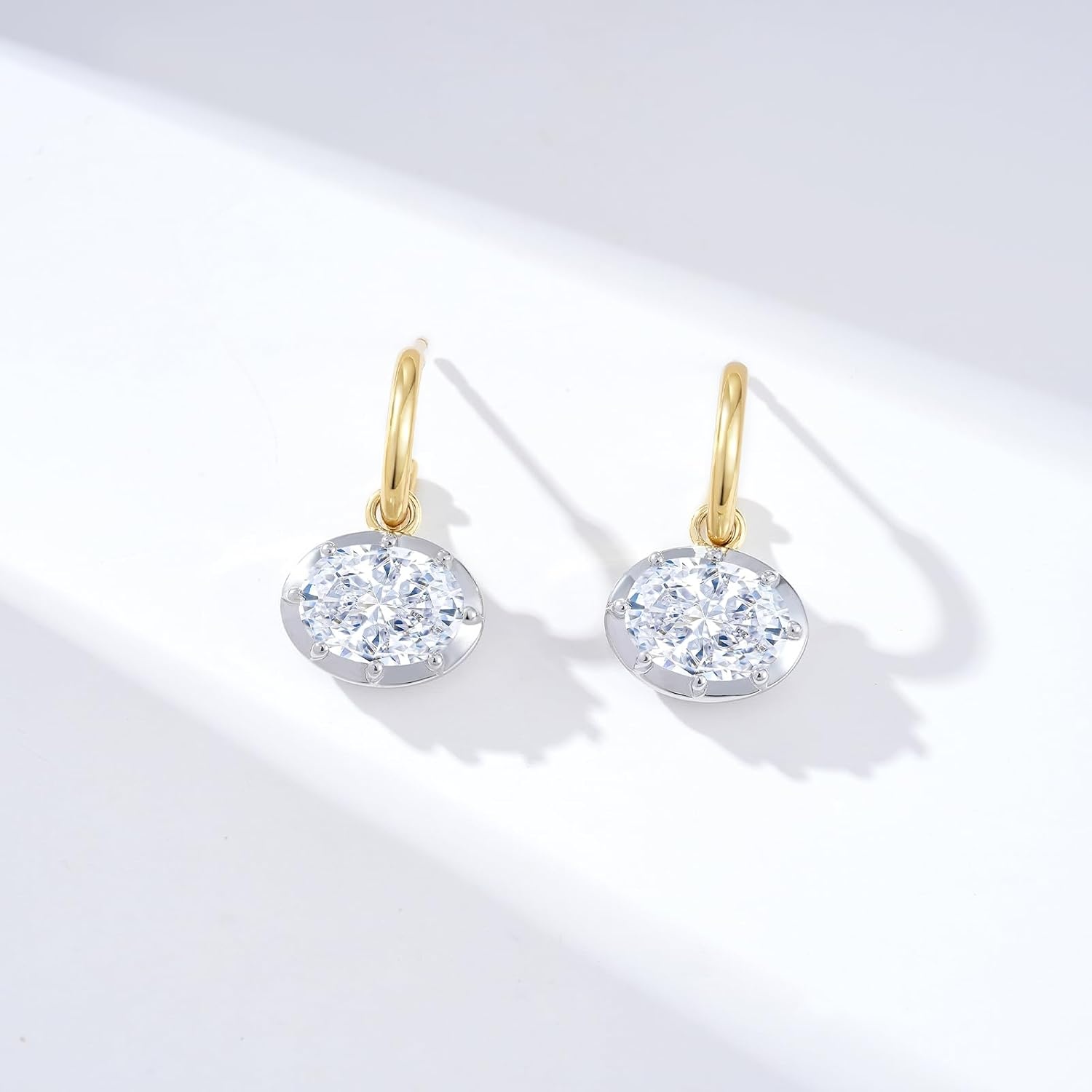 image:imageKissYan OvalCut EastWest Huggie Drop Earrings for Women with 5A CZLarge