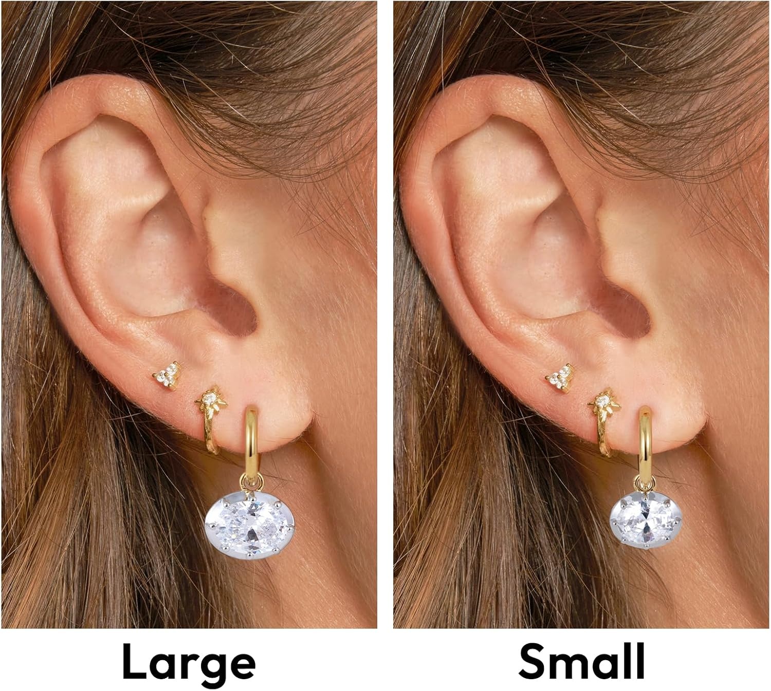 image:imageKissYan OvalCut EastWest Huggie Drop Earrings for Women with 5A CZLarge