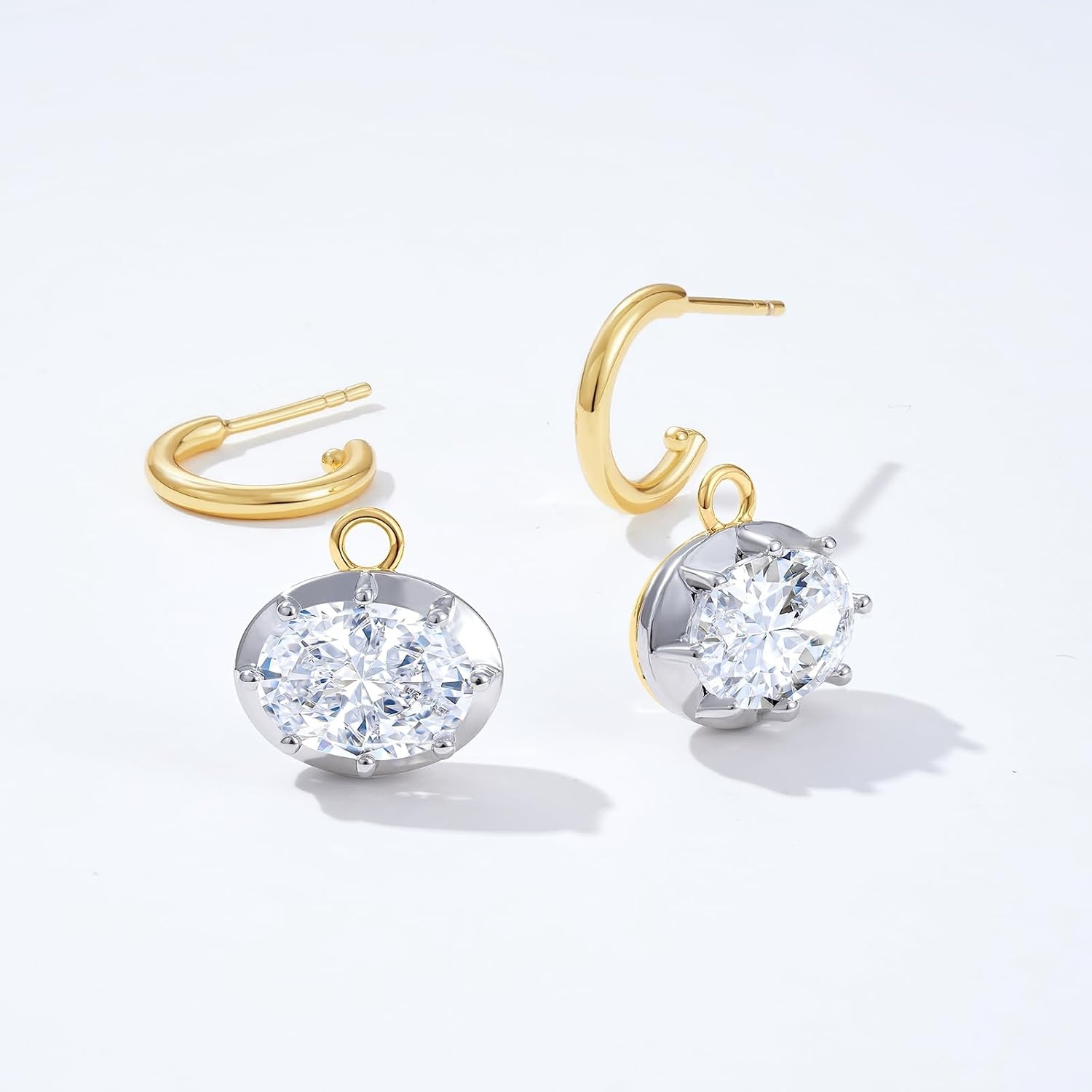 image:imageKissYan OvalCut EastWest Huggie Drop Earrings for Women with 5A CZLarge